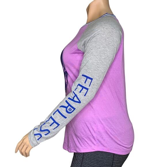Disney Frozen II NWOT Tshirt Raglan Long Sleeve Purple/Gray Crewneck Fearless - Picture 4 of 9